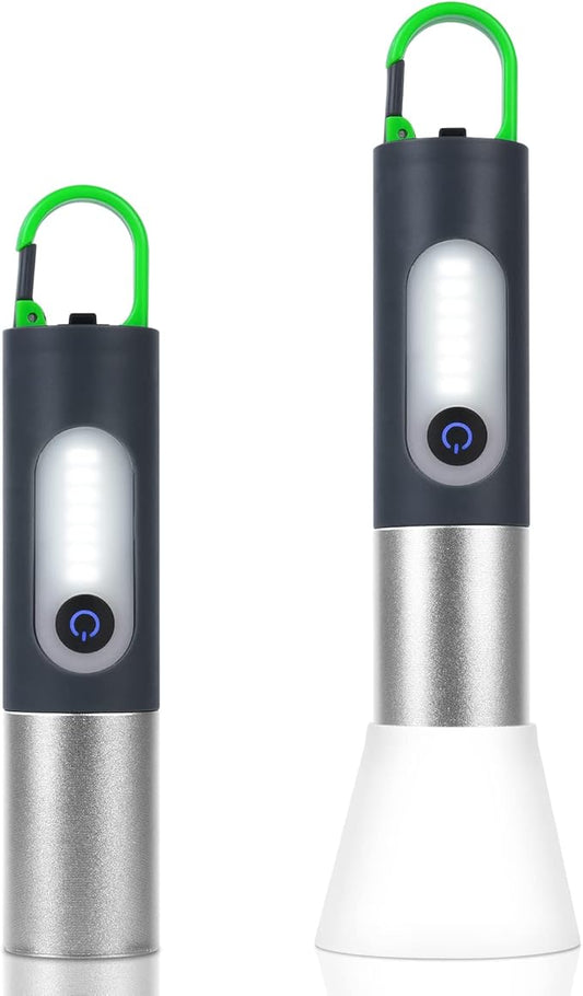 Ainiv Rechargeable LED Flashlight and Camping Lantern Combo, High Lumens 4 Modes Tactical Flashlight, Small LED Flashlight Zoomable, Handy Light with Lamp Shade for Camping, Outdoors