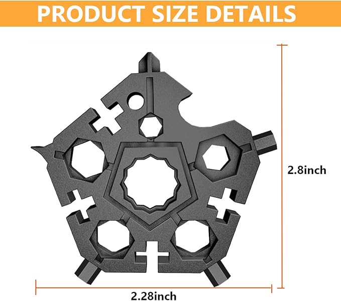 2PCS 23-in-1 Portable Carbon Steel Snowflake Multi Tool with Key Ring,Hand Tool Portable,Bottle Opener,Flat Phillips Screwdriver,Wrench Kit for Adventure Camping Travel Tool (Black-2pcs)
