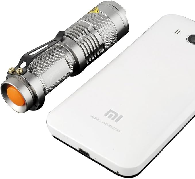 6 Pack,Pocketman 7W 300LM 3 Modes Mini Light Silver LED Tactical Flashlight