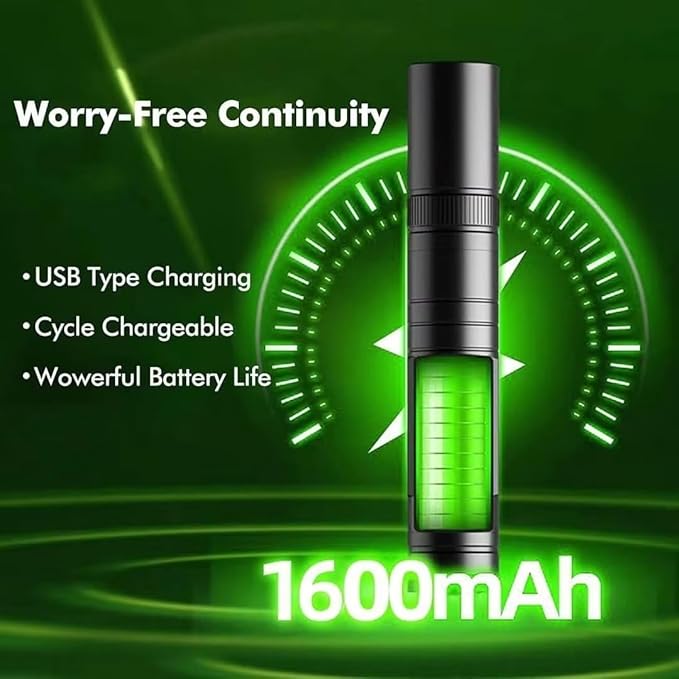 Cyahvtl Laser Pointer, Tactical Flashlights 2000 Metres Green Long Range High Power Handheld Flashlight, Rechargeable Laser Pointer for USB, with Star Cap Adjustable Focus Suitable for Projecto