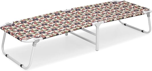 MoNiBloom Lightweight Folding Camping Cot Bed, Ultralight Folding Portable Compact Cots for Outdoor Travel Base Camp Hiking Mountaineering Lightweight Backpacking, Weight Capacity 195 lbs, Blue