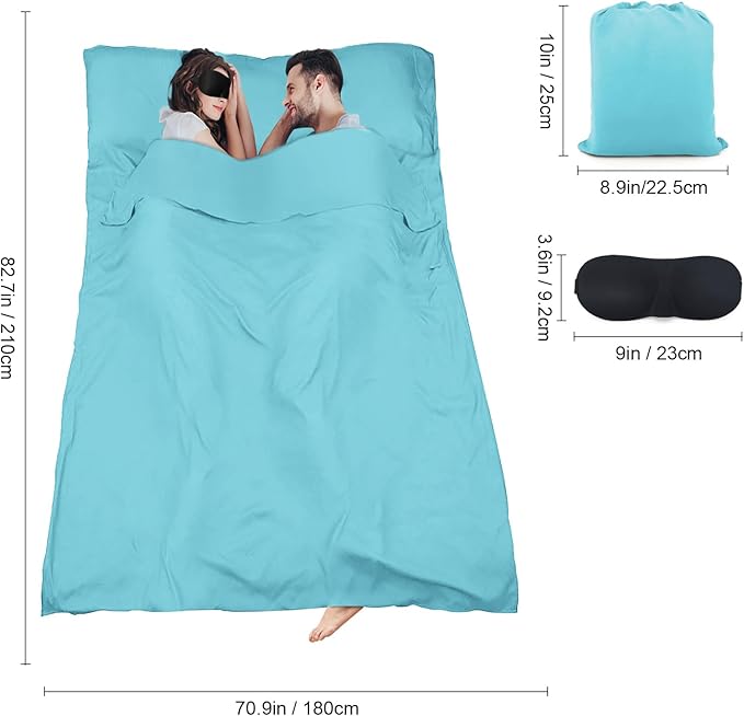 Sleeping Bag Liner,Travel Sheet & Adult Sleep Sack, Camping Sheets Travel Sleep Sack for Backpacking,Hotels & Hostels -Lightweight Single &Double Travel Sheet Camping Sheets