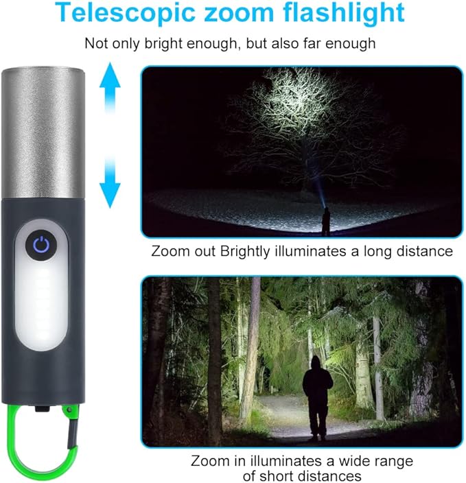 Ainiv Rechargeable LED Flashlight and Camping Lantern Combo, High Lumens 4 Modes Tactical Flashlight, Small LED Flashlight Zoomable, Handy Light with Lamp Shade for Camping, Outdoors