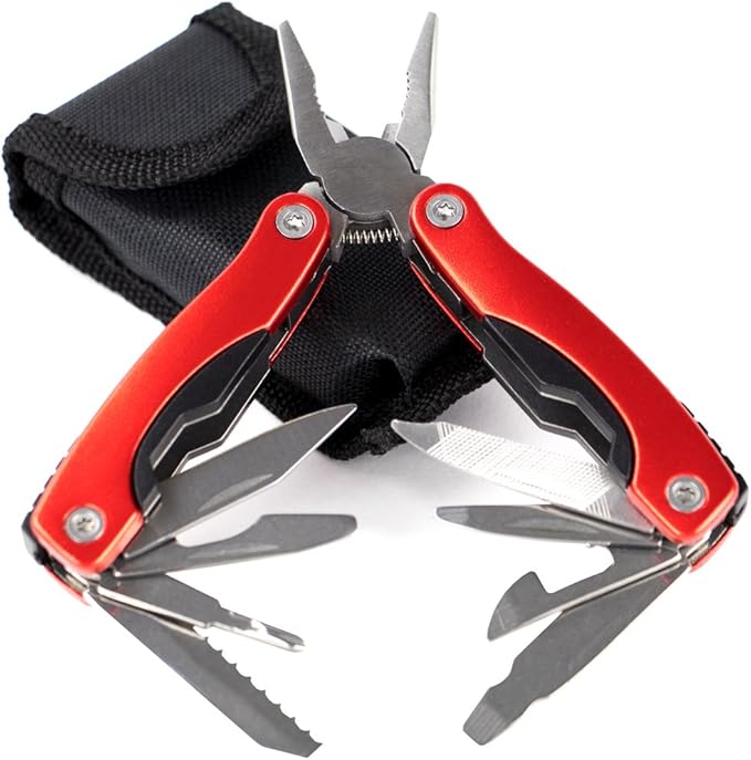 11-in-1 Multitool - 3" Stainless Steel Folding Utility Pocket Tool with Carrying Pouch by Knack (Black)