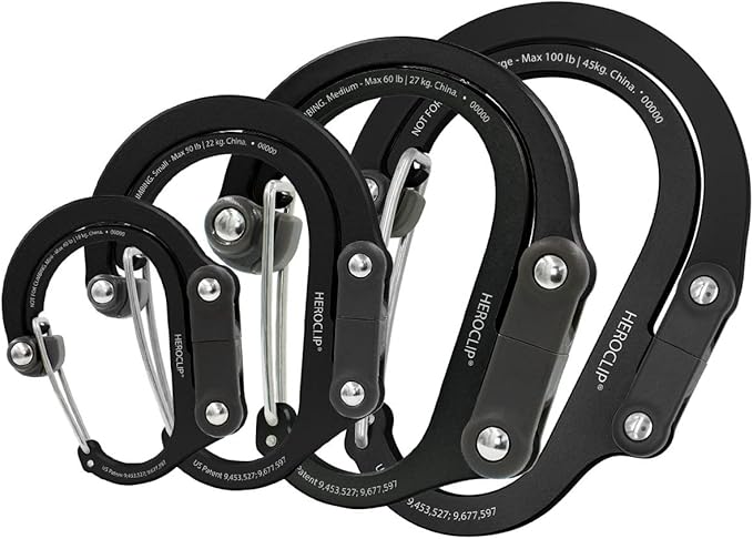 GEAR AID HEROCLIP 360° Swivel Carabiner Gear Clip and Hook (Medium) for Camping, Backpack, Suitcases and Garage Organization