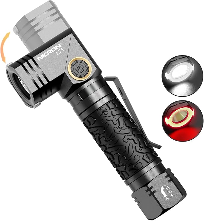 NICRON L71 Tactical Flshlights High Lumens, Type-C Rechargeable Magnetic Flashlight 90 Degree Working Light, IP65 Waterproof 1800 Lunmens LED Flashlights for Camping Outdoor Emergency, 8 Models