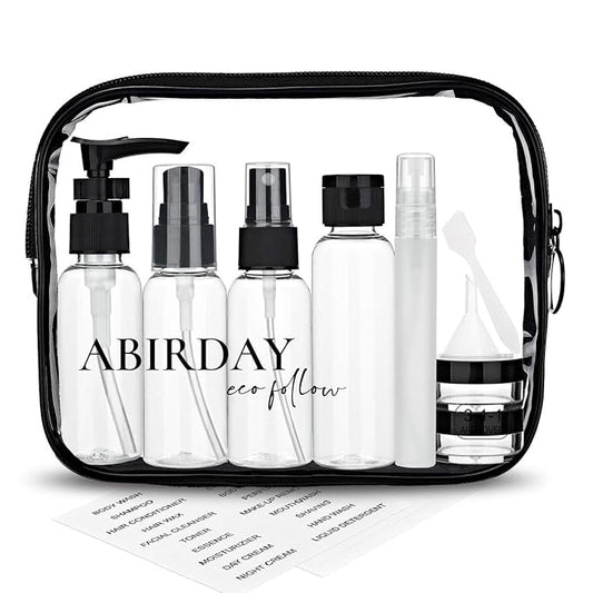 Travel Size Bottles Containers for Toiletries with Toiletry Bag and Label, Leak-Proof & TSA Approved Carry-on for Airplane Women Men