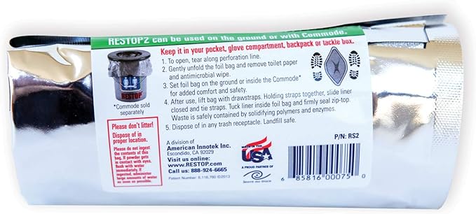2 - Portable Toilet Solid (Poop) and Liquid (Pee) Leak Proof Waste Bag - Toilet Paper and Wet Wipe Included