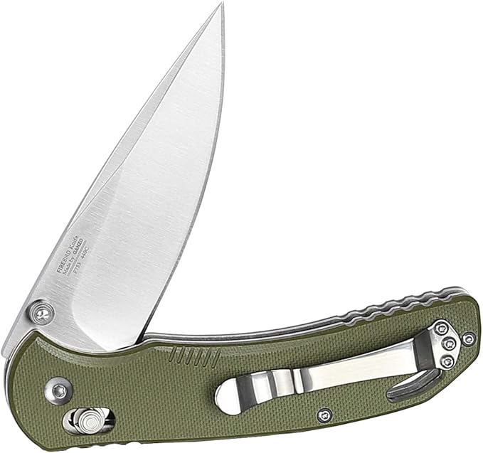 Firebird GANZO F753M1 Pocket Folding Knife Anti-Slip G-10 Handle with Clip 440C Stainless Steel Blade Camping Hunting Gear Fishing Folder Outdoor EDC Knife (Green)