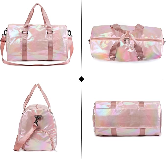 Yaopeing Gym Bag with Shoes Compartment,Sports Duffle Bag for Women,Waterproof Travel Gym Tote Bags for Swimming,Yoga,Fitness,Camping,Pink