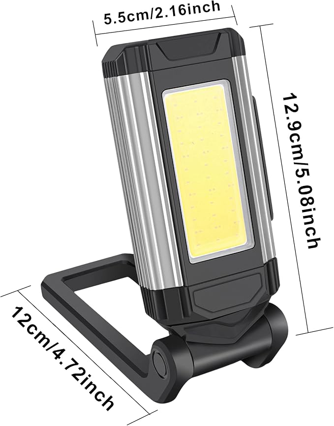 LED COB Rechargeable Flashlight Worklight,Trouble Lamp Gadget for Men Dad Birthday Gift Idea,Portable Torch Tool with Magnet Base 180° Rotate 7 Modes 2 Colors Light for Camping Mechanic BBQ