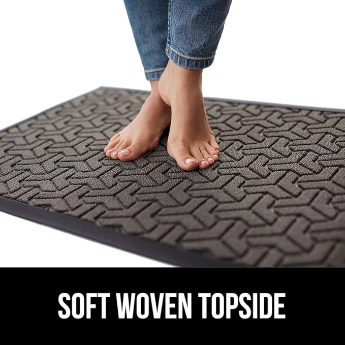 GORILLA GRIP 100% Waterproof All-Season WeatherMax Doormat, 23x35, Durable Natural Rubber, Stain and Fade Resistant, Low Profile, Indoor Outdoor Door Mats, Easy Clean Patio Entry Mat, Slate Geometric