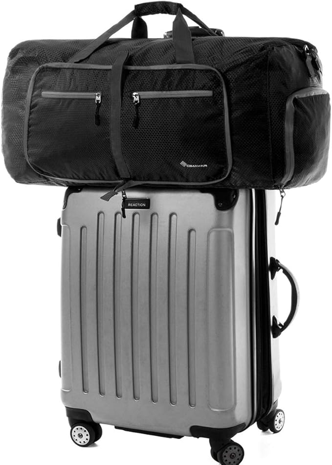 Dimayar Travel Duffle Bag for Men Women - Foldable Duffel Bag with Shoes Compartment - Overnight Bags Waterproof & Tear Resistant(65L,Black)