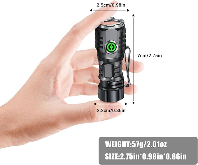 Multi-Function Strong Light Flashlight,1000LM Mini Flashlight, 8 Light Modes, IPX6 Waterproof, Magnetic, with Cap Clip,Suitable for Outdoor, Camping, Power Outages(Black Small 2 PCS)
