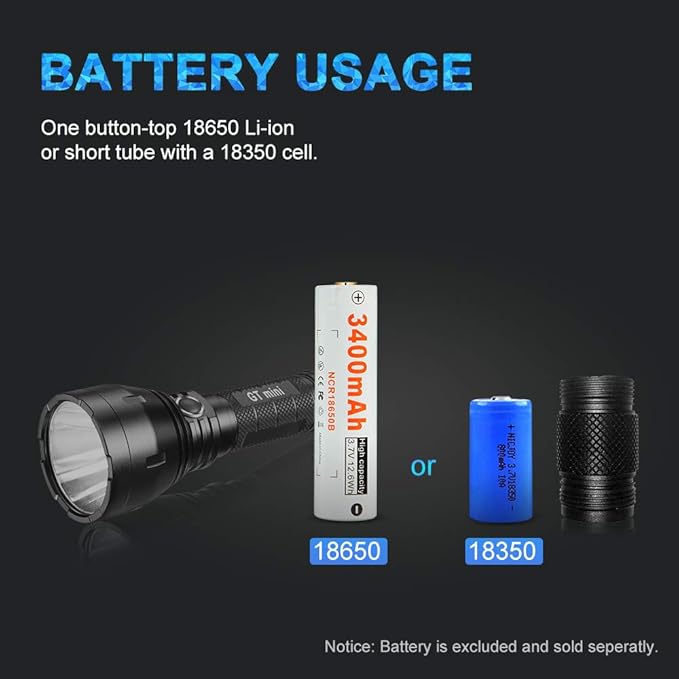 LUMINTOP GT Mini Long Rang Flashlight 17W 4.5A CREE XHL Max 1200 Lumen Beam Distance 750 Meter 135,000cd Outdoor Flashlight (Cold White)