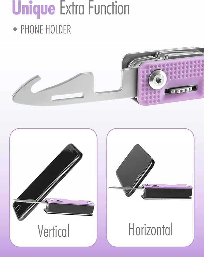 FantastiCAR 10 in 1 Multi-tool, EDC Folding Pocket Knife with SIM Card Removal Pin for Daily Needs, Outdoor Activities, Christmas Gifts (Purple)