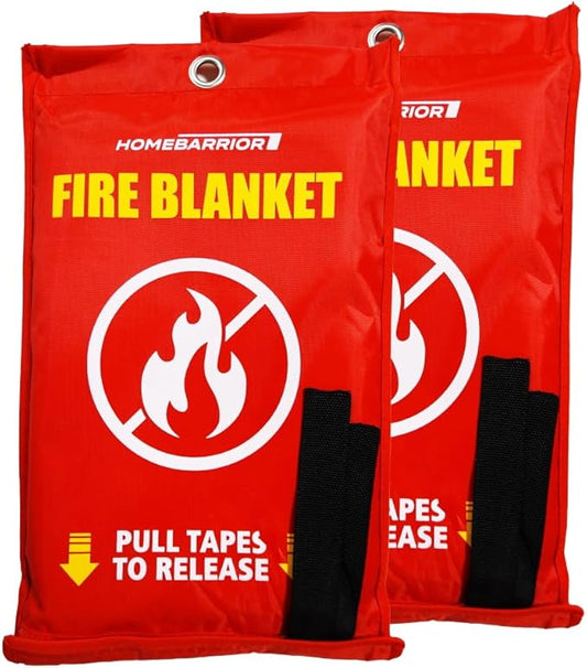 Emergency Fire Blanket for Fire Suppression, 39x39 inches Flame Retardant Fabric Fireproof Blanket, Survival Gear for Home Safety, Outdoor Camping (2 Pack)