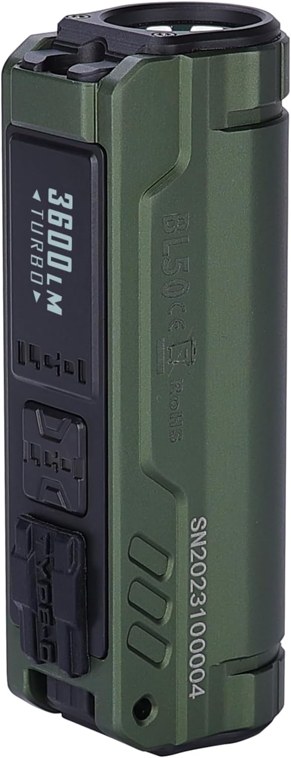 IMALENT BL50 Rechargeable EDC Flashlight 3600 Lumens, UV Light and White LED, High Lumens Portable Flashlights Dual Light Source Pocket Lights for Emergency and Camping (Green)