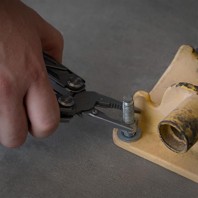 GRITR 13-in-1 Stainless Steel EDC Multitool w/Nylon Sheath - Outdoor Tool w/Needle Nose Pliers, Pocket Knife, Scissors, Bottle Opener, Cutters - Camping Hunting Survival Emergency Gear