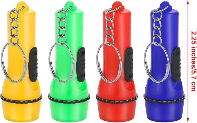 Hortsun 100 Pieces Mini Flashlight Keychain Assorted Colors Mini LED Flashlight LED Keychain for Hiking Camping Party Favors