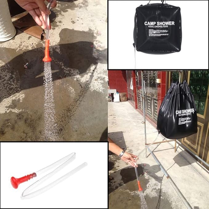DS. DISTINCTIVE STYLE Camping Shower Bag 10 Gal/40 L Portable Solar Shower Bag with Removable Hose and On-Off Switchable Shower Head for Camping, Hiking, Traveling, Beach Swimming