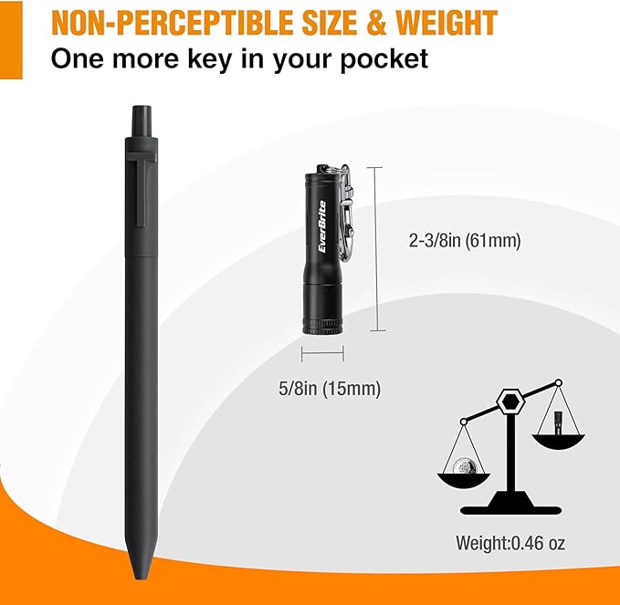 EverBrite Mini LED Flashlight High Lumen Keychain EDC Flashlight, Small Pocket Pen-Light for Hurricane Supplies, Camping, Hiking, Emergency, Hunting, 1 AAA Battery(Include), Black