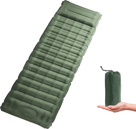 Self-Inflating Camping Sleeping Pad, Green Sleeping Mat Single Air Mattress with Foot Pump, Extra Thickness 4.7” Camping Mat Inflatable Sleeping Pad for Camping Hiking Tent Picnic, Green