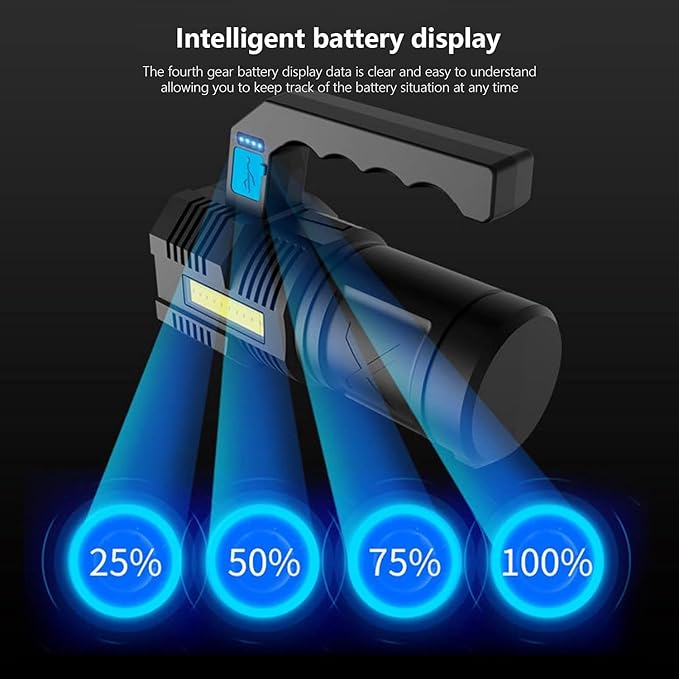 Flashlight Rechargeable USB High Lumens-Camping Flashlight with 4 Powerful LED Beads Handheld Flashlight for Home 4 Modes Waterproof Flashlight for Outdoor Fishing Hiking Emergency