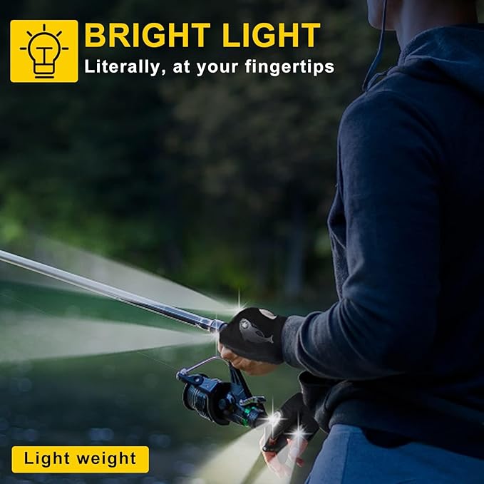 LED Rechargeable Flashlight Gloves, Gifts for Men, Father's Day Gifts for Dad, Cool Stretchy Fingerless Light Gloves Gadget for Repairing Fishing Camping and Car Repairing, 1 Pair