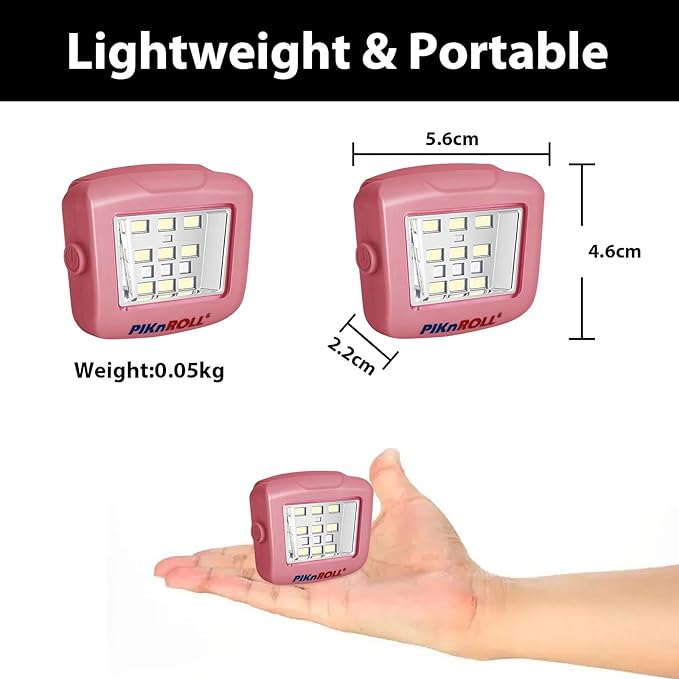 Running Lights, Waterproof LED Clip-On Light, 300 Lumens, USB Rechargeable, Suitable for Hiking, Running, Biking, Walking Dog, Car Repair, Emergency(2PCS,Pink)