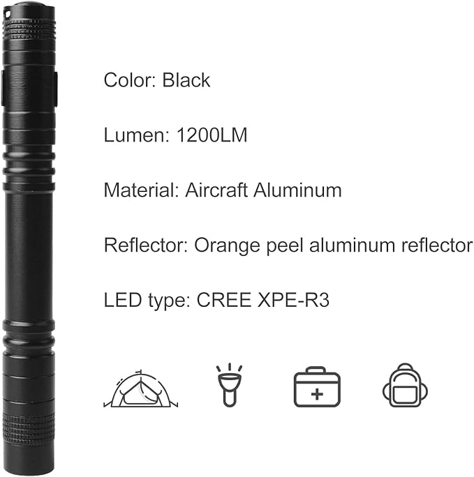 Flashlight, 2 PCS Mini Pen LED Lights, High Lumens, Pocket Size, Removable Clip, Wide Application, Batteries Not Included