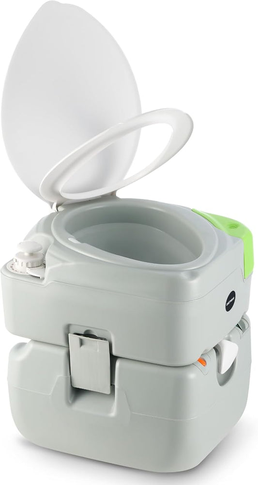 DARTMOOR Portable Toilet, 5.8 gal. RV Toilet for Camping, Outdoor Toilet with Diagonal Seating Piston Pump Sewage Port, Lightweight HDPE Camping Toilet for Hiking Construction Site Road Trip Boating