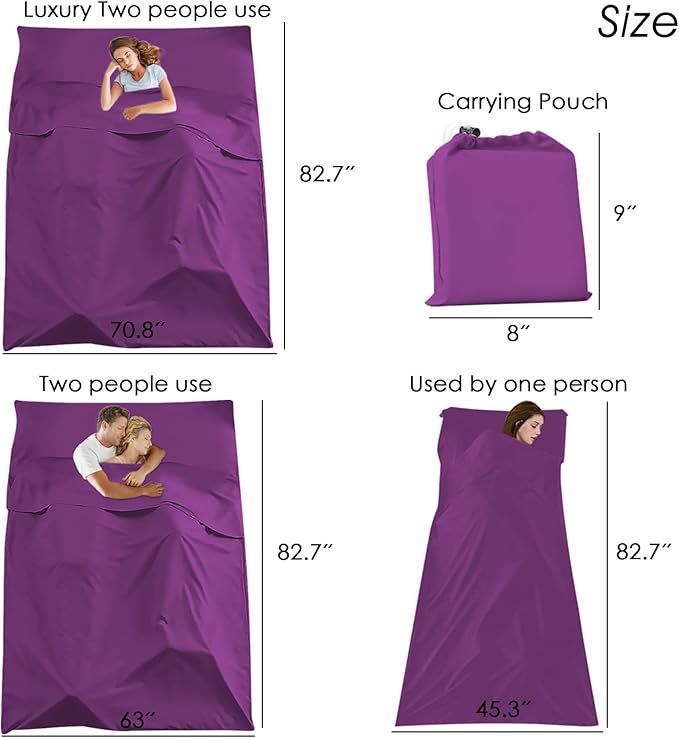 Sleeping Bag Liner Camping Travel Home Bed Sheet Lightweight Breathable Hotel Compact Sacks
