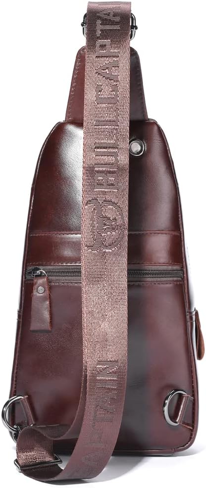 KPYWZER Vintage Leather Sling Bag Backpack for Men Crossbody Shoulder Chest Day Pack Backpacks Coffee