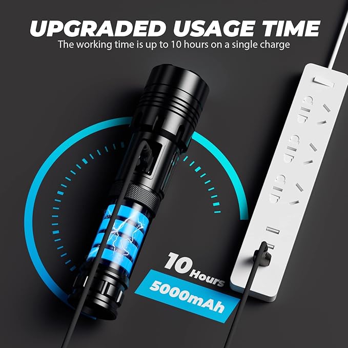 Rechargeable Led Flashlights High Lumens: 990,000 Lumen Super Bright Flashlight, 7 Modes with COB Work Light, IPX6 Waterproof, Powerful Handheld Flash Light for Home, Camping, Hiking