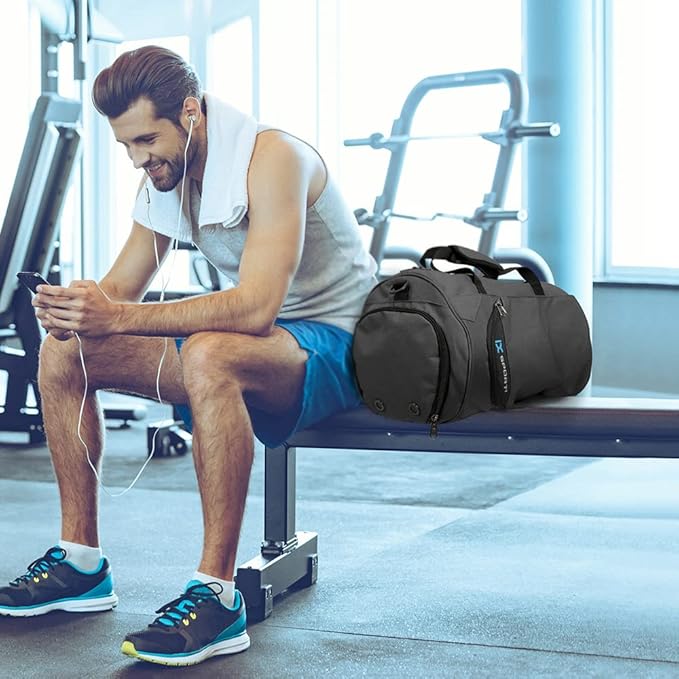 INOXTO Small Sports Gym Bag,Travel Duffel Bag with Dry Wet Pocket and Shoes Compartment for Women and Men,35L Waterproof Weekender Fitness bag For Swim Sports Travel Working Out (dark grey 2)