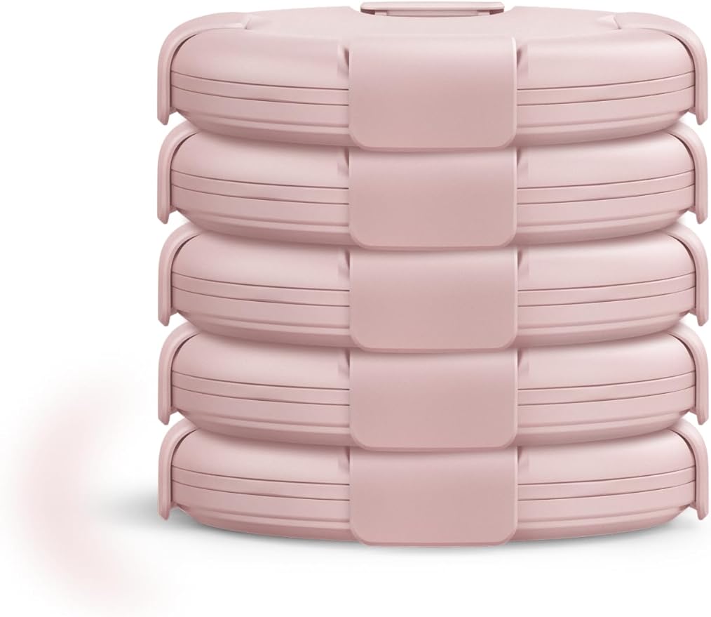 STOJO Collapsible Bowl 5 Set - Carnation, 36oz - Reusable Silicone Bowl for Hot and Cold Food - Perfect for Travel, Meal Prep, To-Go Lunch, Camping & Hiking - Microwave & Dishwasher Safe