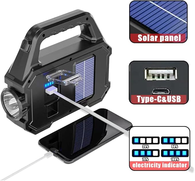 Rechargeable Handheld Light Multifunctional Handheld Flashlight Portable Floodlight Work Light Waterproof LED Searchlight Spotlight with 3 Light Sources 6 Modes for Camping Hiking Emergency 4PACK