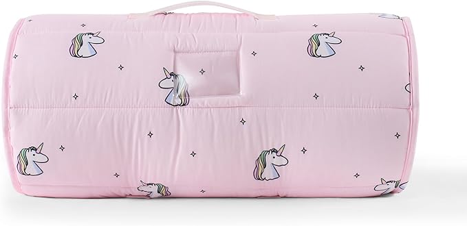 Kids Sleeping Bag Nap Mat with Pillow & Blanket – 3-in-1 Machine Washable Quilted Mat for Toddlers – Portable with Handles – 20" x 50" for Daycare, Preschool, Travel, & Sleepovers