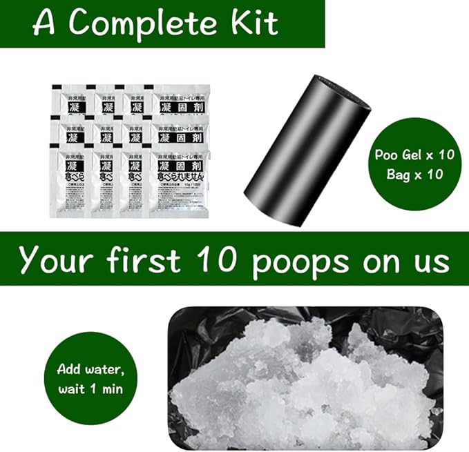 Extra Large Plus Size Big and Tall Portable Toilet, Ideal as Travel Potty for Car, Trucker or Boat or Porta Potty for Adults, Camp Toilet. Poo Gel and Bags Included.