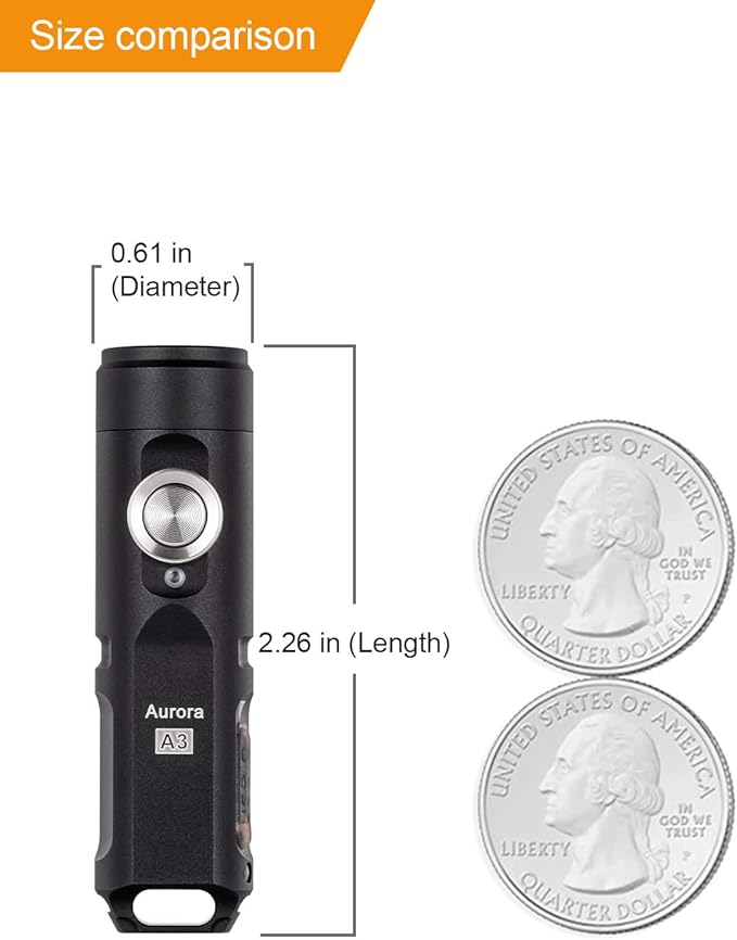 RovyVon Aurora A3 4th Generation EDC Keychain Flashlight, 650 Lumens Super Bright Mini Handheld Flashlight, Powered by USB Rechargeable Built-in Battery for Camping, Outdoors, Everyday Carry