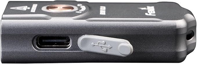 Fenix E03R v2.0 Keychain Flashlight, Grey, 500 Lumen Bright USB-C Rechargeable EDC with Red LED and Lumentac Organizer (Grey)