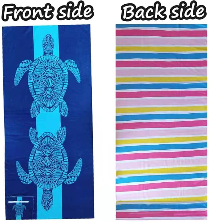 HAOKUN Microfiber Oversize Beach Towel,Sand Free Beach Towel (Blue Turtle)