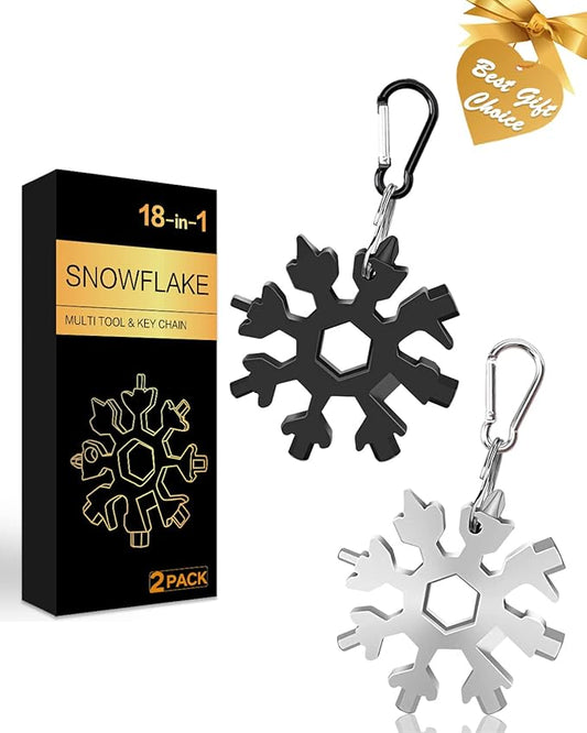 2 Pack 18 in 1 Snowflake Multitool, Christmas Gifts for Adults, White Elephant Gifts, Tool Gifts for Him, Stocking Stuffers