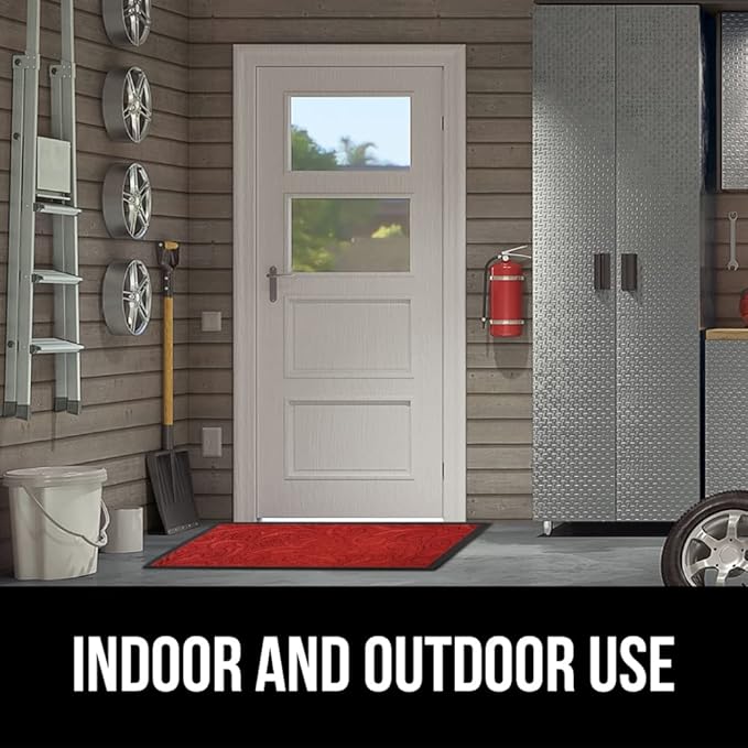 GORILLA GRIP 100% Waterproof All-Season WeatherMax Doormat, 23x35, Durable Natural Rubber, Stain and Fade Resistant, Low Profile, Indoor Outdoor Doormats, Easy Clean Patio Entry Mat, Red Vintage Wine