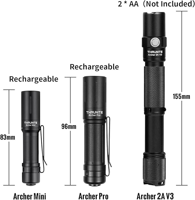 ThruNite EDC Flashlight Archer Mini, 405 Lumens Tail Switch LED Flashlight, USB C Rechargeable Little Pocket Penlight for Camping, Outdoor, and Emergency - Cool White