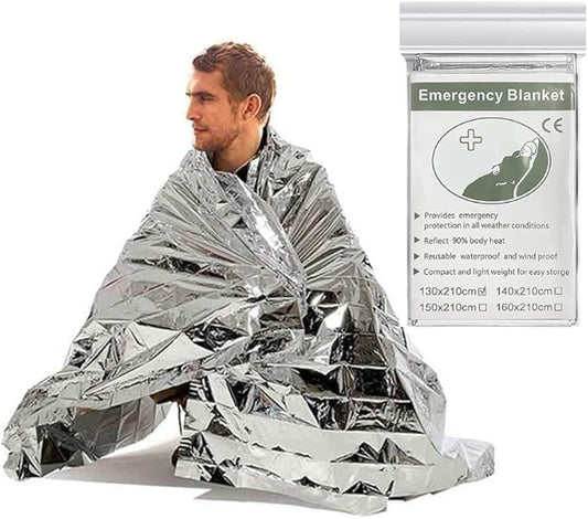 First Aid Emergency Blanket Suitable for Camping Hiking Windproof Keep Warm Tin Foil Rescue Blanket (1 pack)