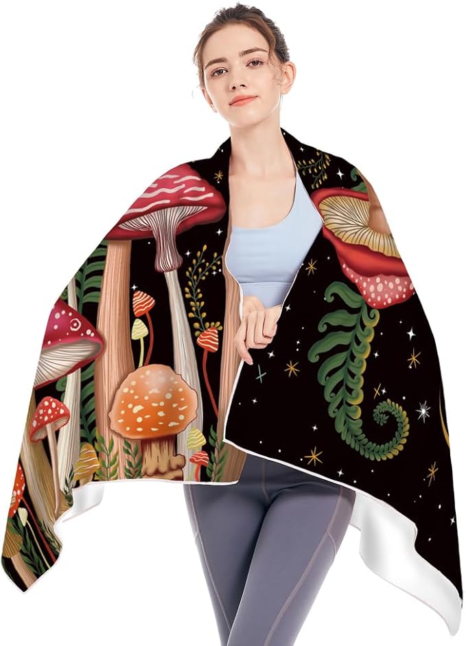Microfiber Oversized Lightweight Thick Mushroom Beach Towel 71"x31.5" XL Extra Large Terry Sand Free Towels Travel Swim Pool Yoga Gym Camping for Women Men Beach Essentials Accessories Vacation Gift