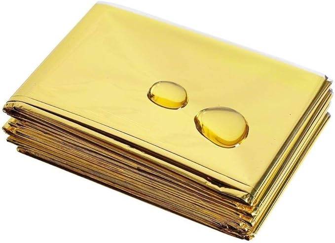 4-Pack Extra Large Emergency Mylar Blanket 84" X 52" - Gold Foil Space Blanket: Designed for NASA - Essentials for Outdoors, Hiking, Survival, Marathons or First Aid