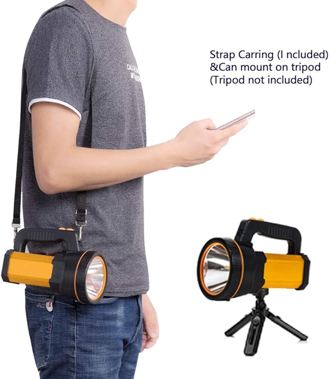 Powerful Led Flashlight High Lumens Rechargeable, Super Bright Handheld Spotlight Flashlight Large Ultra Long Lasting Portable High Power Big Searchlight